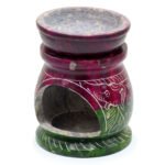 Ancient Wisdom Om & Elephant Design Small Coloured Soapstone Oil Burner - Image 2