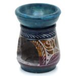 Ancient Wisdom Floral Motif Small Coloured Soapstone Oil Burner - Image 2