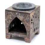 Ancient Wisdom Elephant Design Square Soapstone Oil Burner - Image 2