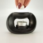 Ancient Wisdom Oval Pebble Ceramic Zen Oil Burner – Matt Black - Image 3