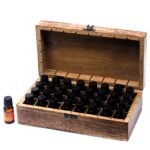 Ancient Wisdom Carved Floral Mango Wood Aromathrapy Box (Holds 32x 10ml Bottles) - Image 2
