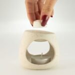 Ancient Wisdom Round Speckled Pebble Ceramic Zen Oil Burner – Off White - Image 5