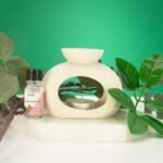 Ancient Wisdom Small Oval Speckled Pebble Ceramic Zen Oil Burner – Off White - Image 2