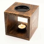Ancient Wisdom Buddha Face Design Large Square Mango Wood Oil Burner - Image 4