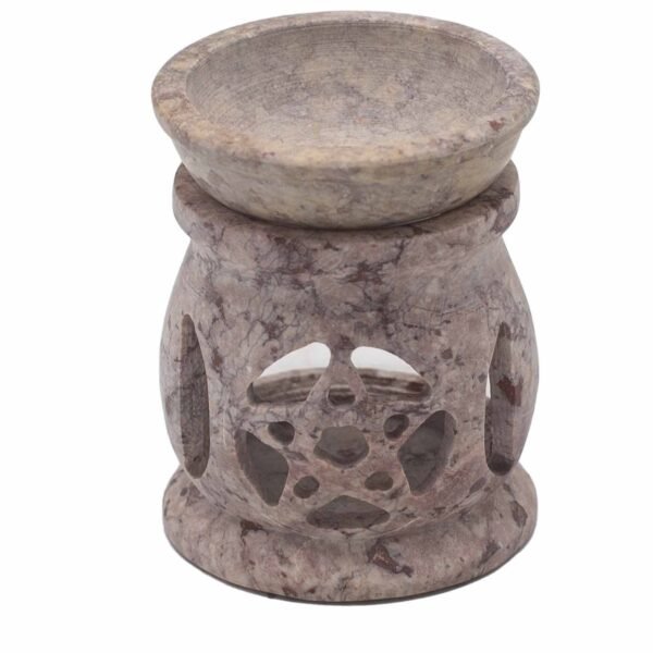 Ancient Wisdom Small Three Moon Pentagon Design Soapstone Oil Burner