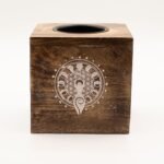 Ancient Wisdom Moon Goddess Design Large Square Mango Wood Oil Burner - Image 2
