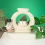 Ancient Wisdom Large Oval Speckled Pebble Ceramic Zen Oil Burner – Off White - Image 2