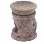 Ancient Wisdom Small Three Moon Pentagon Design Soapstone Oil Burner - Image 4