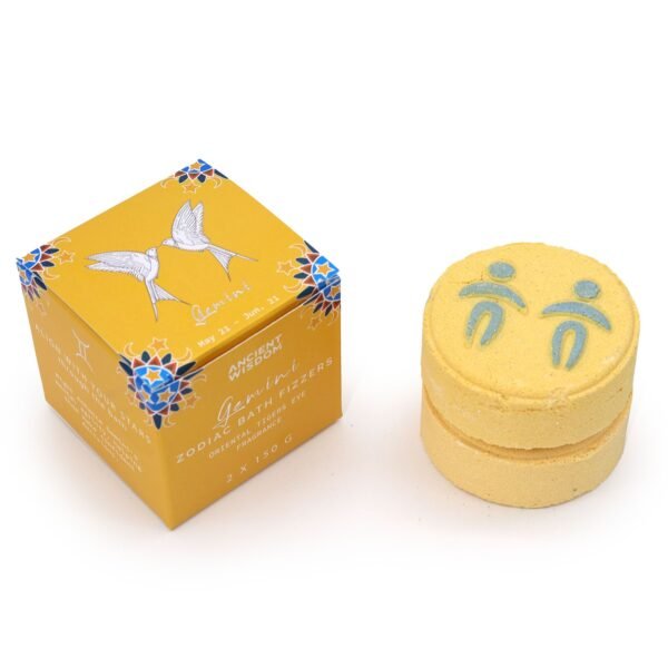 Ancient Wisdom Set of Zodiac Bath Fizzers with Horoscope - Gemini