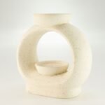 Ancient Wisdom Large Oval Speckled Pebble Ceramic Zen Oil Burner – Off White - Image 4