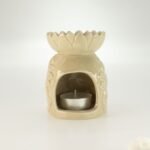 Ancient Wisdom Ceramic Sunflower Oil Burner - Pastel Beige - Image 4