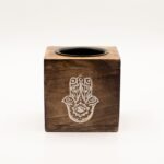 Square Mango Wood Oil Burner - Hamsa - Image 2