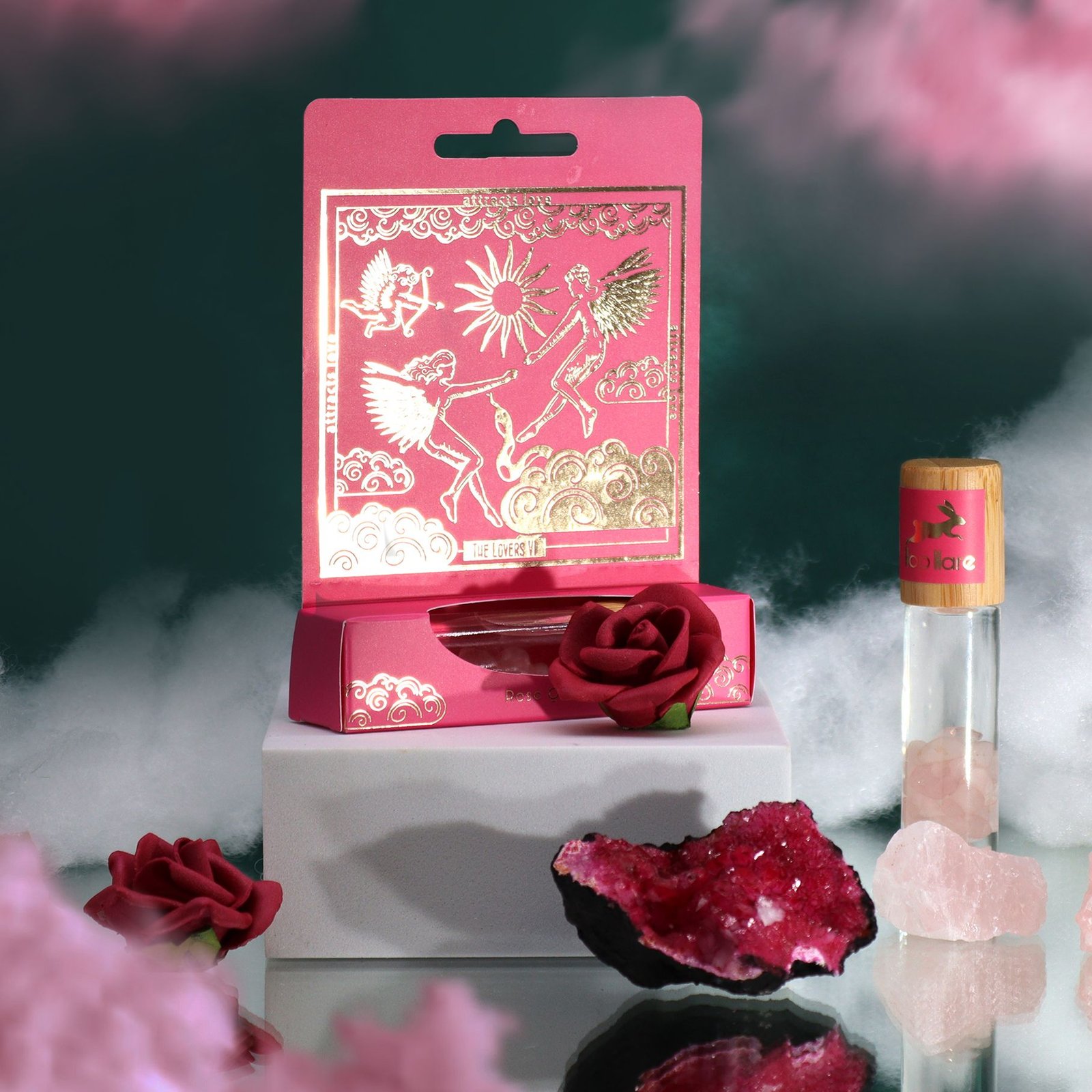 bG9jYWw6Ly9tZWRpYS8xSC8wQy82MFIzMEMxRzZXUzMwQzFILzMzNWUwOWRjLmpwZWc.jpg Hop Hare The Lovers VI Tarot Roll-On Essential Oil - Image 1