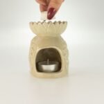 Ancient Wisdom Ceramic Sunflower Oil Burner - Pastel Beige - Image 3
