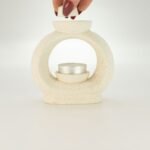 Ancient Wisdom Large Oval Speckled Pebble Ceramic Zen Oil Burner – Off White - Image 5