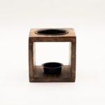 Square Mango Wood Oil Burner - Hamsa - Image 4