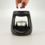 Ancient Wisdom Small Classic Pebble Ceramic Zen Oil Burner – Matt Black - Image 5
