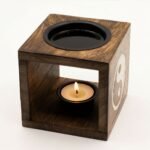 Square Mango Wood Oil Burner - Yin Yang - Image 4