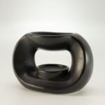 Ancient Wisdom Oval Pebble Ceramic Zen Oil Burner – Matt Black - Image 2