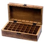 Ancient Wisdom Carved Floral Mango Wood Aromathrapy Box (Holds 32x 10ml Bottles) - Image 3
