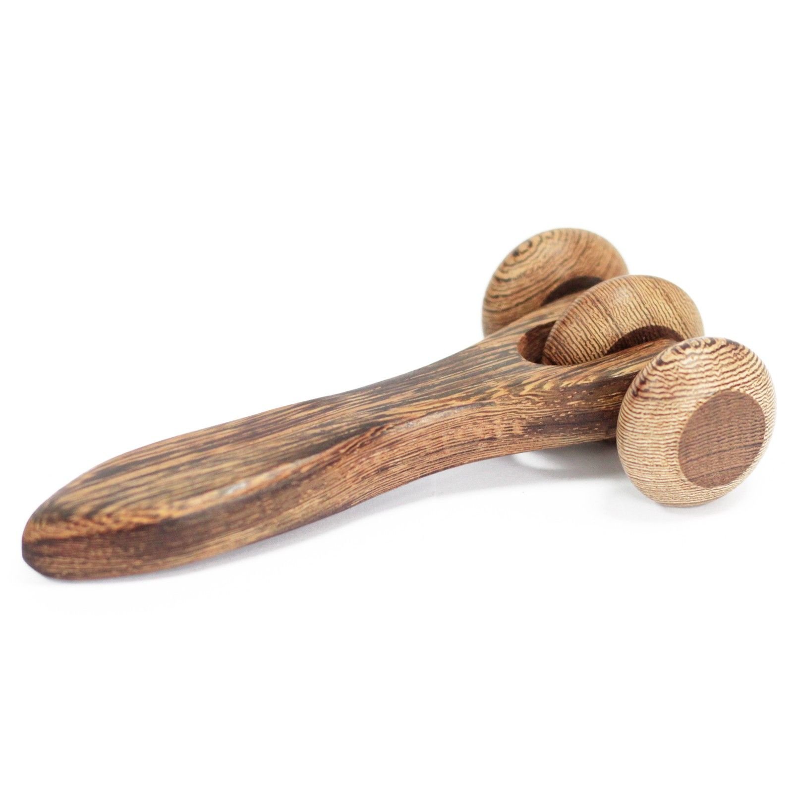 bG9jYWw6Ly9tZWRpYS9ISy9KRC82MFIzMEMxRzZNUjNKREhLLzRlYjM5NTg5LmpwZWc.jpg Ancient Wisdom Polished Redwood Three Disc Roller Massage Tool - Image 1