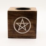 Ancient Wisdom Pentagon Design Large Square Mango Wood Oil Burner - Image 5