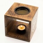 Ancient Wisdom Pentagon Design Large Square Mango Wood Oil Burner - Image 3