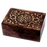 Ancient Wisdom Carved Floral Mango Wood Aromathrapy Box (Holds 24x 10ml Bottles)