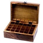 Ancient Wisdom Carved Floral Mango Wood Aromathrapy Box (Holds 24x 10ml Bottles) - Image 3