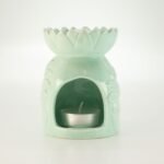 Ancient Wisdom Ceramic Sunflower Oil Burner – Pastel Green - Image 2