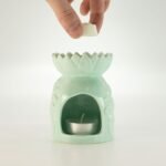 Ancient Wisdom Ceramic Sunflower Oil Burner – Pastel Green - Image 3