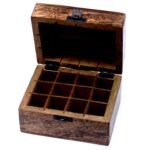Ancient Wisdom Carved Floral Mango Wood Aromathrapy Box (Holds 12x 10ml Bottles) - Image 3