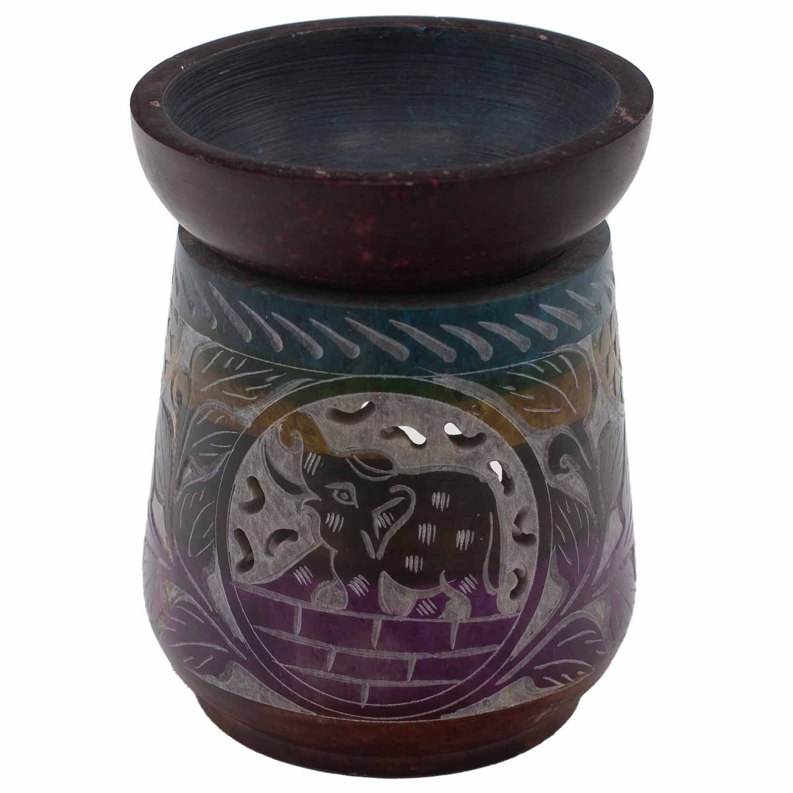 bG9jYWw6Ly9tZWRpYS9TTS9KQy82MFIzMEMxRzZSV0tKQ1NNLzMyZjU4NGEzLmpwZWc.jpg Ancient Wisdom Large Elephant Motif Soapstone Oil Burner - Image 1