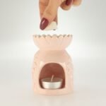 Ancient Wisdom Ceramic Sunflower Oil Burner – Pastel Pink - Image 4