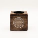 Square Mango Wood Oil Burner - Flower of Life - Image 5