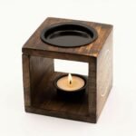 Square Mango Wood Oil Burner - Flower of Life - Image 3