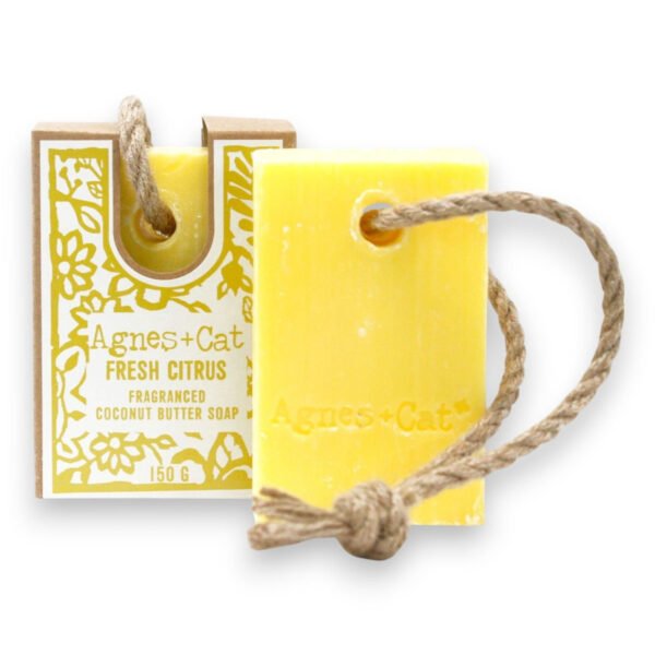 Agnes + Cat Fresh Citrus Fragranced Coconut Butter Soap On A Rope