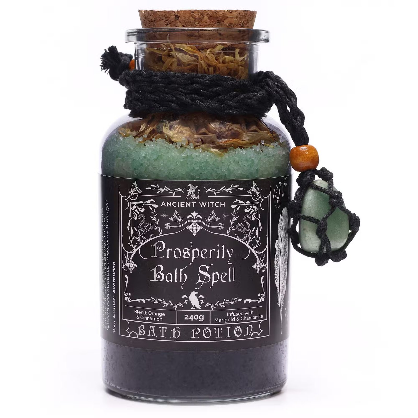 AWBP-04 Ancient Witch Bath Spell Potion & Aventurine Crystal Amulet - Prosperity Ancient Witch Bath Spell Potion & Aventurine Crystal Amulet - Prosperity - Image 1