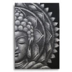 Ancient Wisdom Grey Half Buddha Mandala Canvas Wall Art – 60x80cm