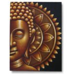 Ancient Wisdom Gold Half Buddha Mandala Canvas Wall Art – 60x80cm