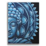 Ancient Wisdom Blue Half Buddha Mandala Canvas Wall Art - 60x80cm