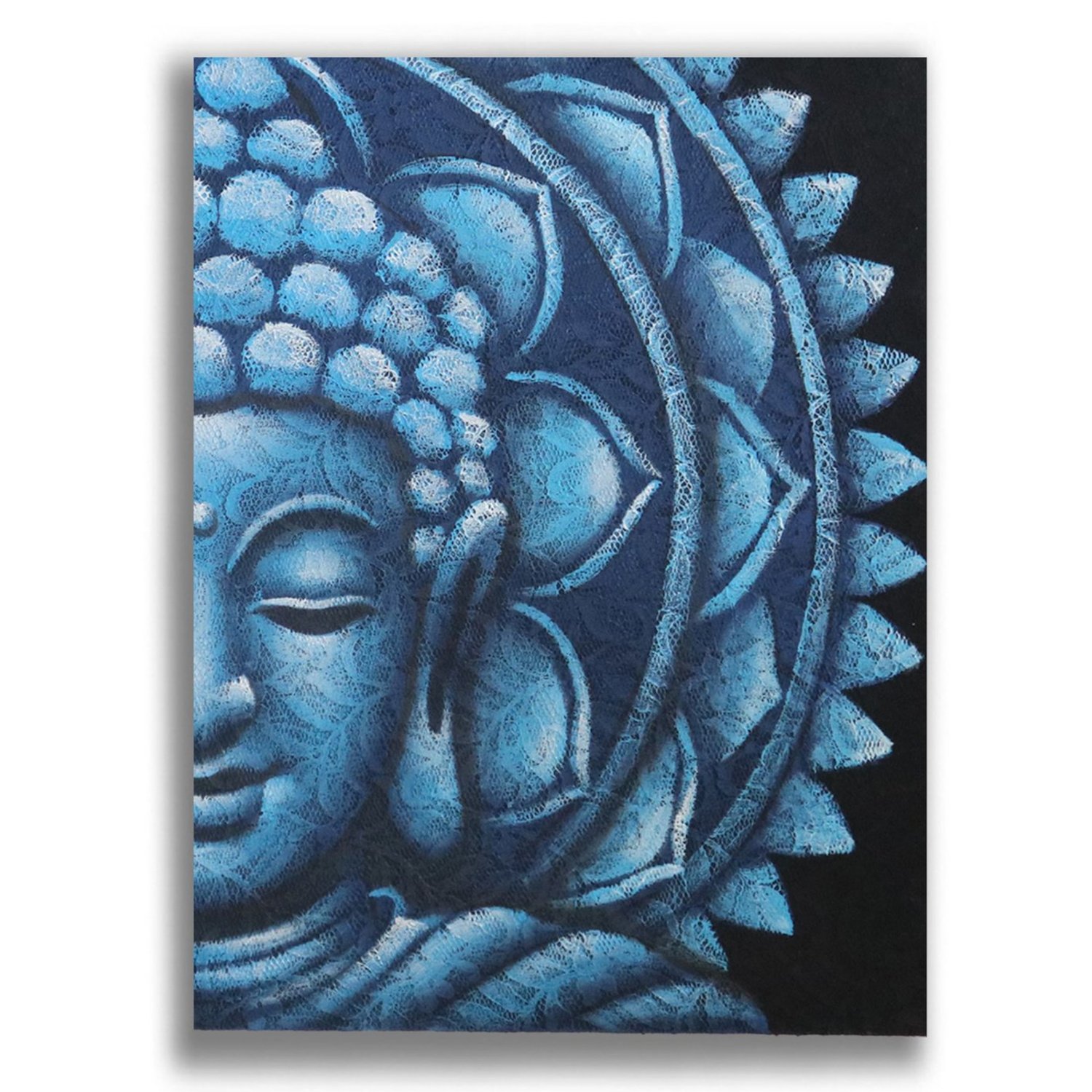 BAP-23 Ancient Wisdom Blue Half Buddha Mandala Canvas Wall Art - 60x80cm Ancient Wisdom Blue Half Buddha Mandala Canvas Wall Art - 60x80cm - Image 1