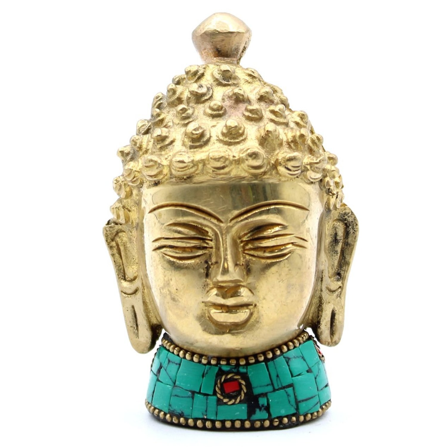 BBFG-08 Ancient Wisdom Meditating 8cm Brass Head Buddha Figure Ancient Wisdom Meditating 8cm Brass Head Buddha Figure - Image 1