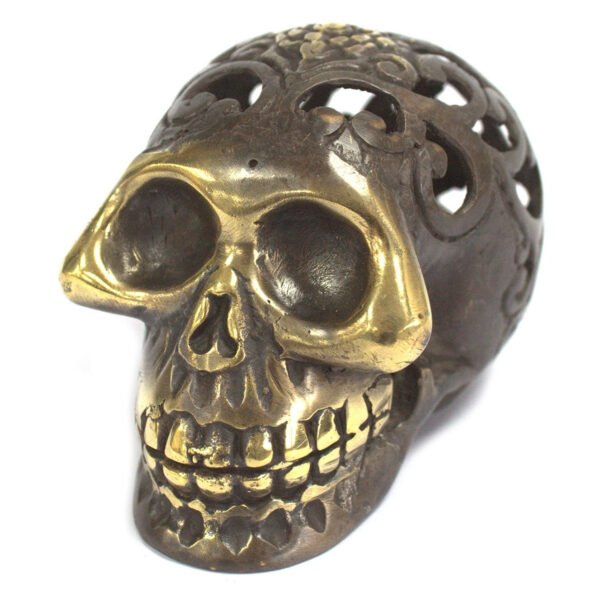 Ancient Wisdom Large Vintage Feng Shui Brass Skull Ornament