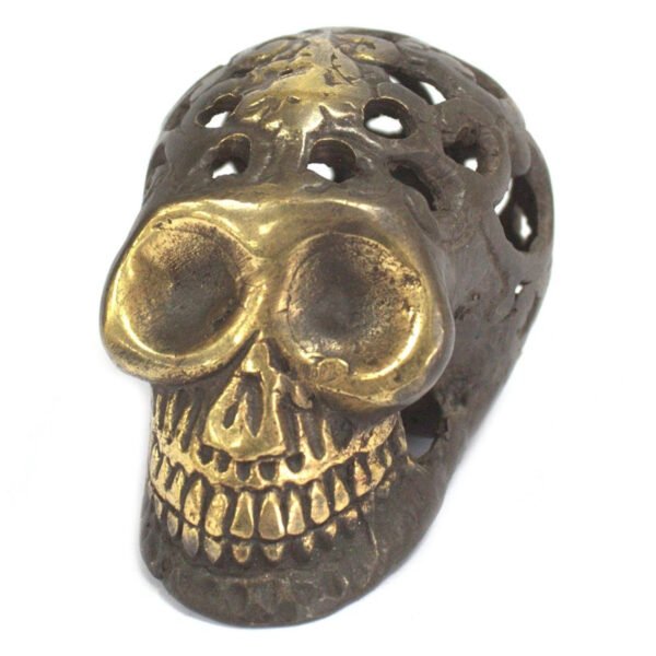 Ancient Wisdom Small Vintage Feng Shui Brass Skull Ornament