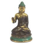 Ancient Wisdom Medium Brass Hand Up Sitting Buddha Statue