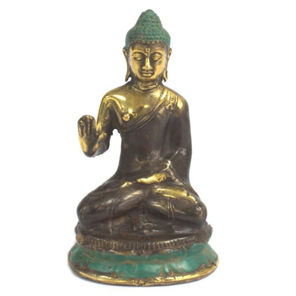 Ancient Wisdom Medium Brass Hand Up Sitting Buddha Statue