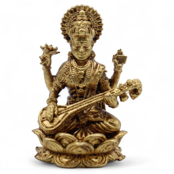 Ancient Wisdom Brass Miniature Gods – Sarswati (34mm)