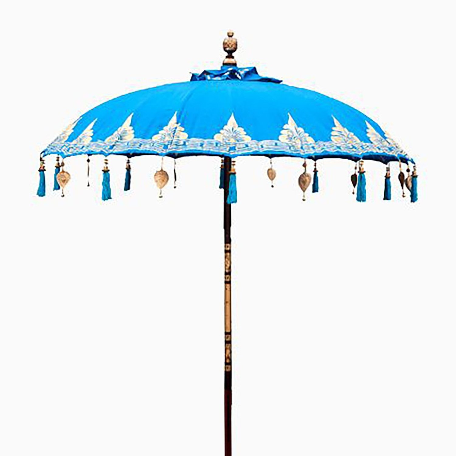 BPAR-02 Ancient Wisdom Turquoise Decor 1.5m Bali Patio Cotton Parasol Ancient Wisdom Turquoise Decor 1.5m Bali Patio Cotton Parasol - Image 1