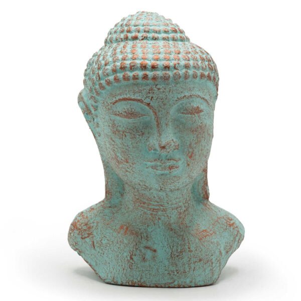 Ancient Wisdom Tranquility Buddha Head – Green Copper